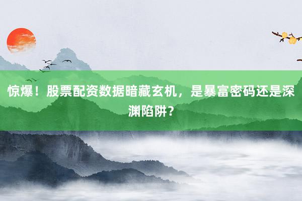 惊爆！股票配资数据暗藏玄机，是暴富密码还是深渊陷阱？