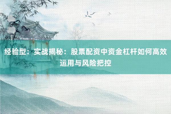 经验型：实战揭秘：股票配资中资金杠杆如何高效运用与风险把控