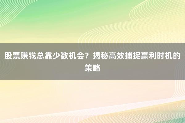 股票赚钱总靠少数机会？揭秘高效捕捉赢利时机的策略
