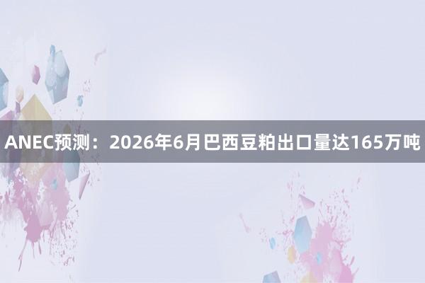 ANEC预测：2026年6月巴西豆粕出口量达165万吨