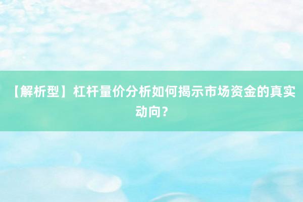 【解析型】杠杆量价分析如何揭示市场资金的真实动向？