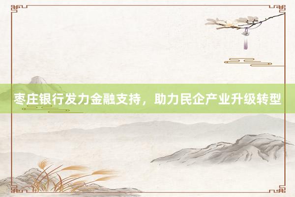 枣庄银行发力金融支持，助力民企产业升级转型