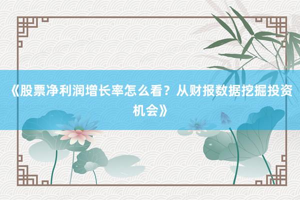 《股票净利润增长率怎么看？从财报数据挖掘投资机会》