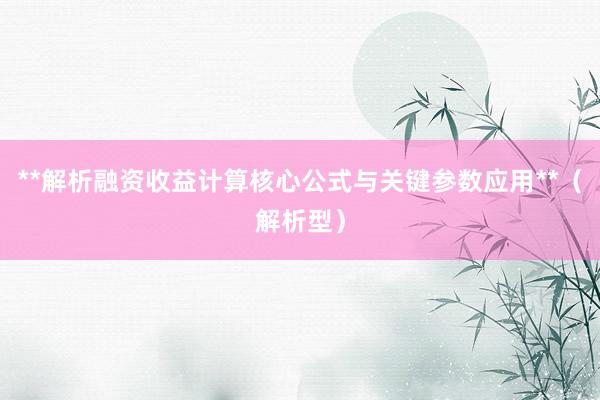 **解析融资收益计算核心公式与关键参数应用**（解析型）