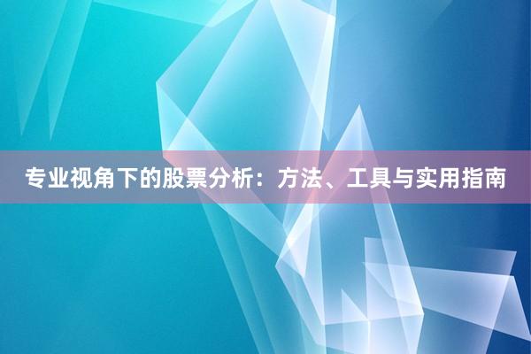 专业视角下的股票分析：方法、工具与实用指南