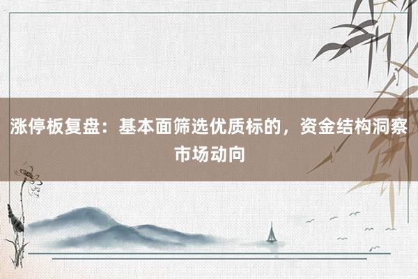 涨停板复盘：基本面筛选优质标的，资金结构洞察市场动向