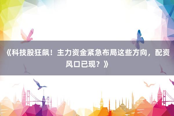 《科技股狂飙！主力资金紧急布局这些方向，配资风口已现？》