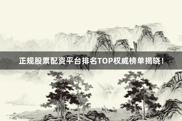 正规股票配资平台排名TOP权威榜单揭晓！
