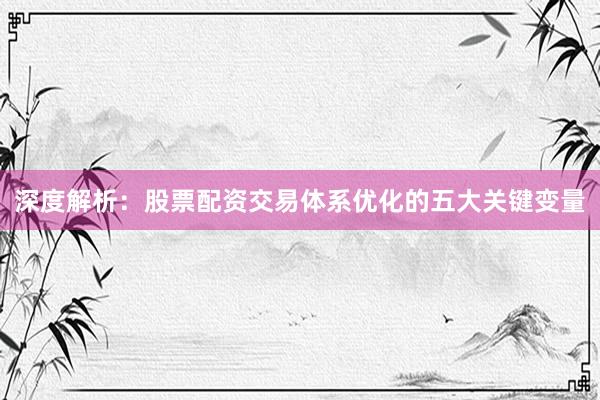 深度解析:股票配资交易体系优化的五大关键变量