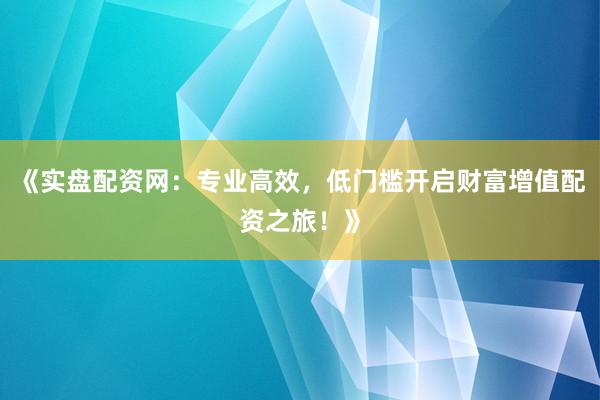 《实盘配资网：专业高效，低门槛开启财富增值配资之旅！》